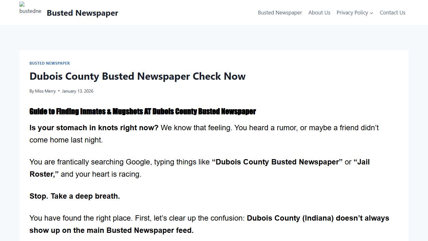 Dubois County Busted Newspaper Check Now