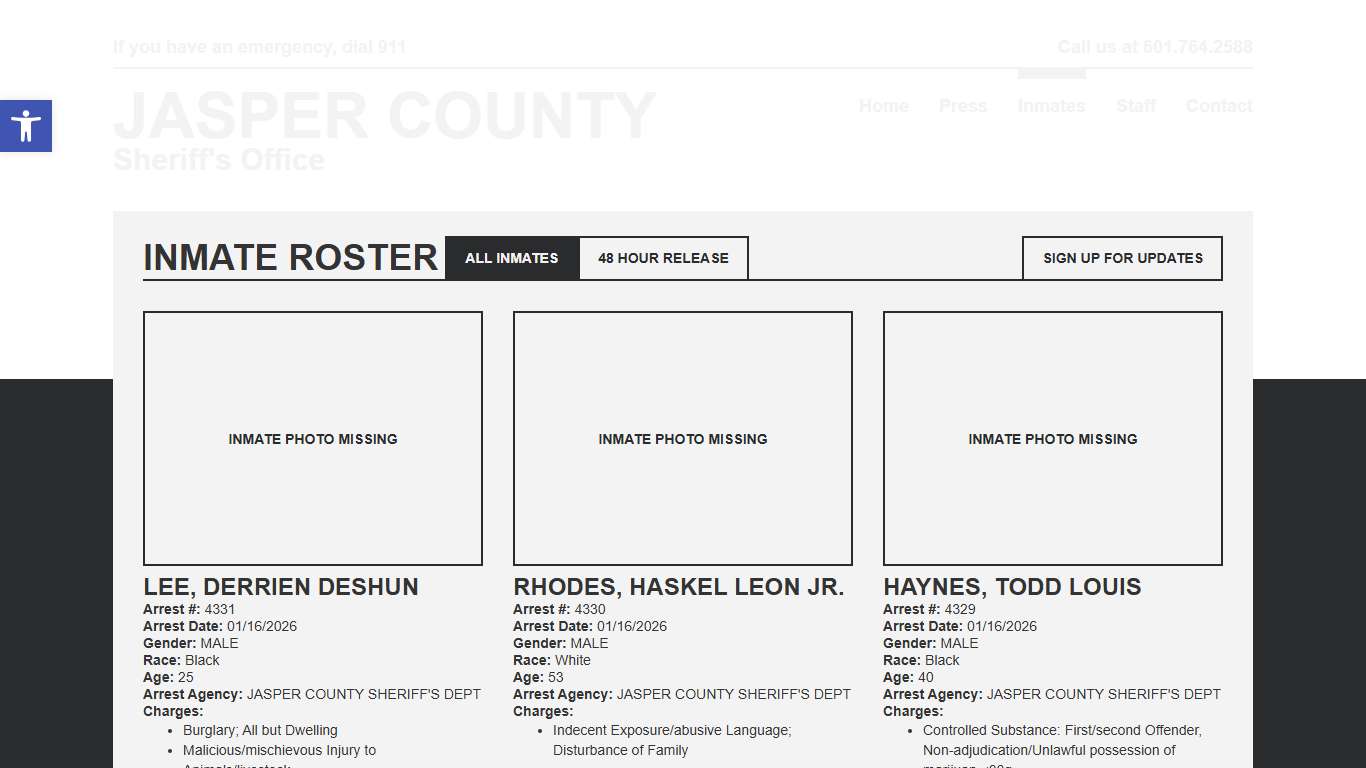 Inmate Roster | Jasper SO